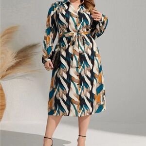 Abstract Shirt Dress